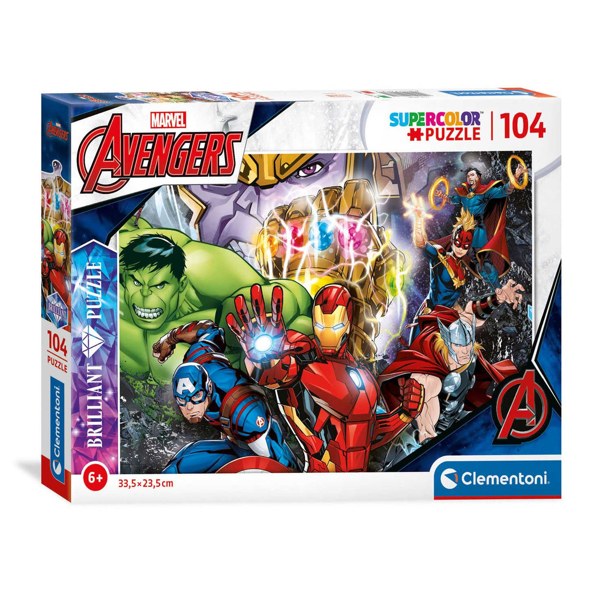 Clementoni brilliant puzzel marvel superhelden, 104st.