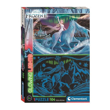 Clementoni legpuzzel super color glowing lights - frozen ii, 104st.