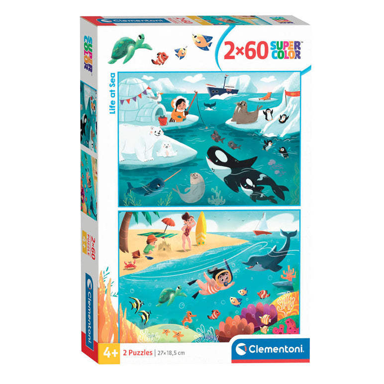 Clementoni legpuzzel super color life at sea, 2x60st.