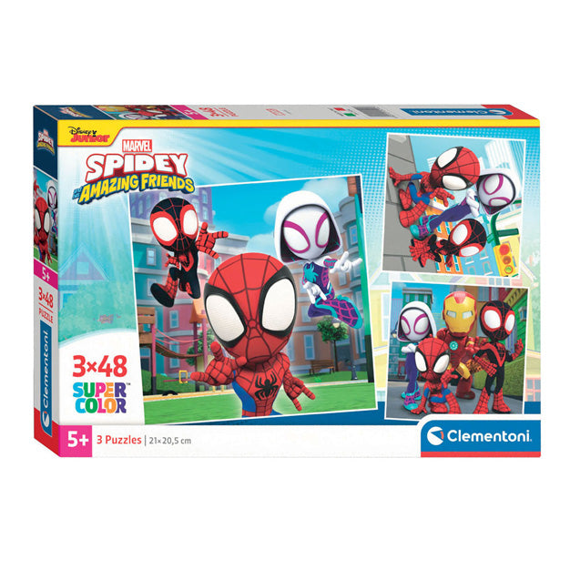 Clementoni legpuzzel super color vierkant marvel spidey and his friends, 3x48st.