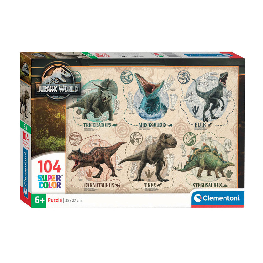 Clementoni legpuzzel super color jurassic world, 104st.