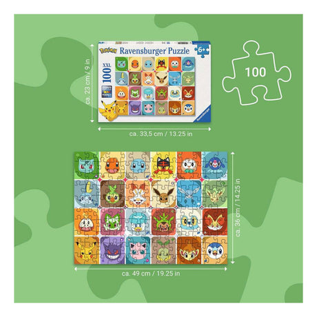 Ravensburger – pokémon gezichten – kinderpuzzel – 100 xxl stukjes