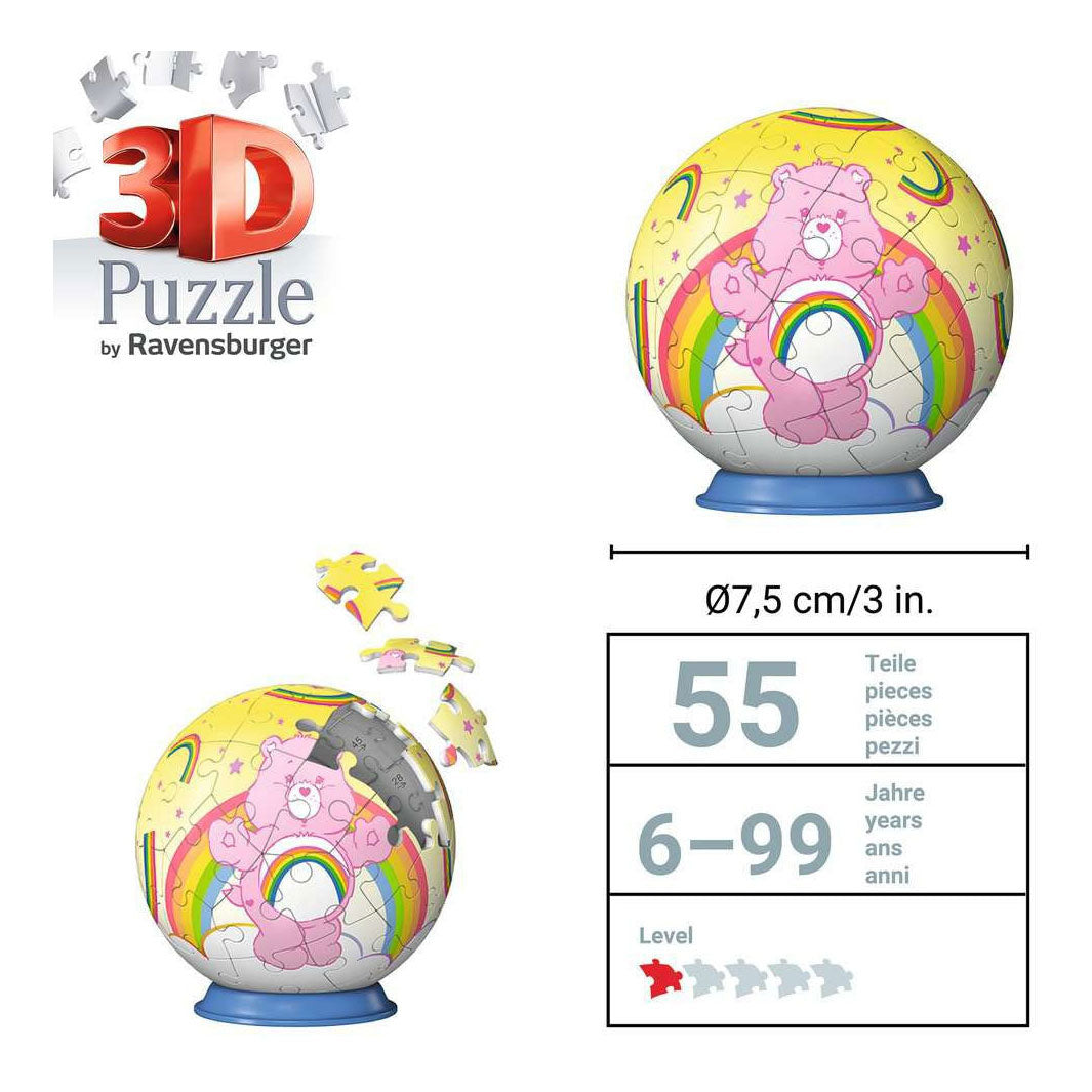 Ravensburger – care bears: cheer bear – 3d puzzle-ball – 55 stukjes