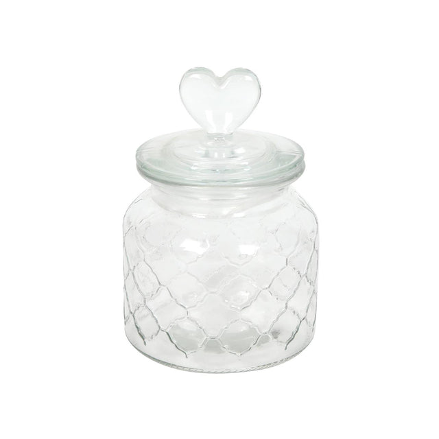 Voorraadpot glas hart 10,5x17cm