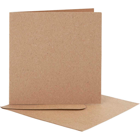 Kaarten en enveloppen, afmeting kaart 12,5x12,5 cm, afmeting envelop 13,5x13,5 cm, naturel, 10 set 1 doos
