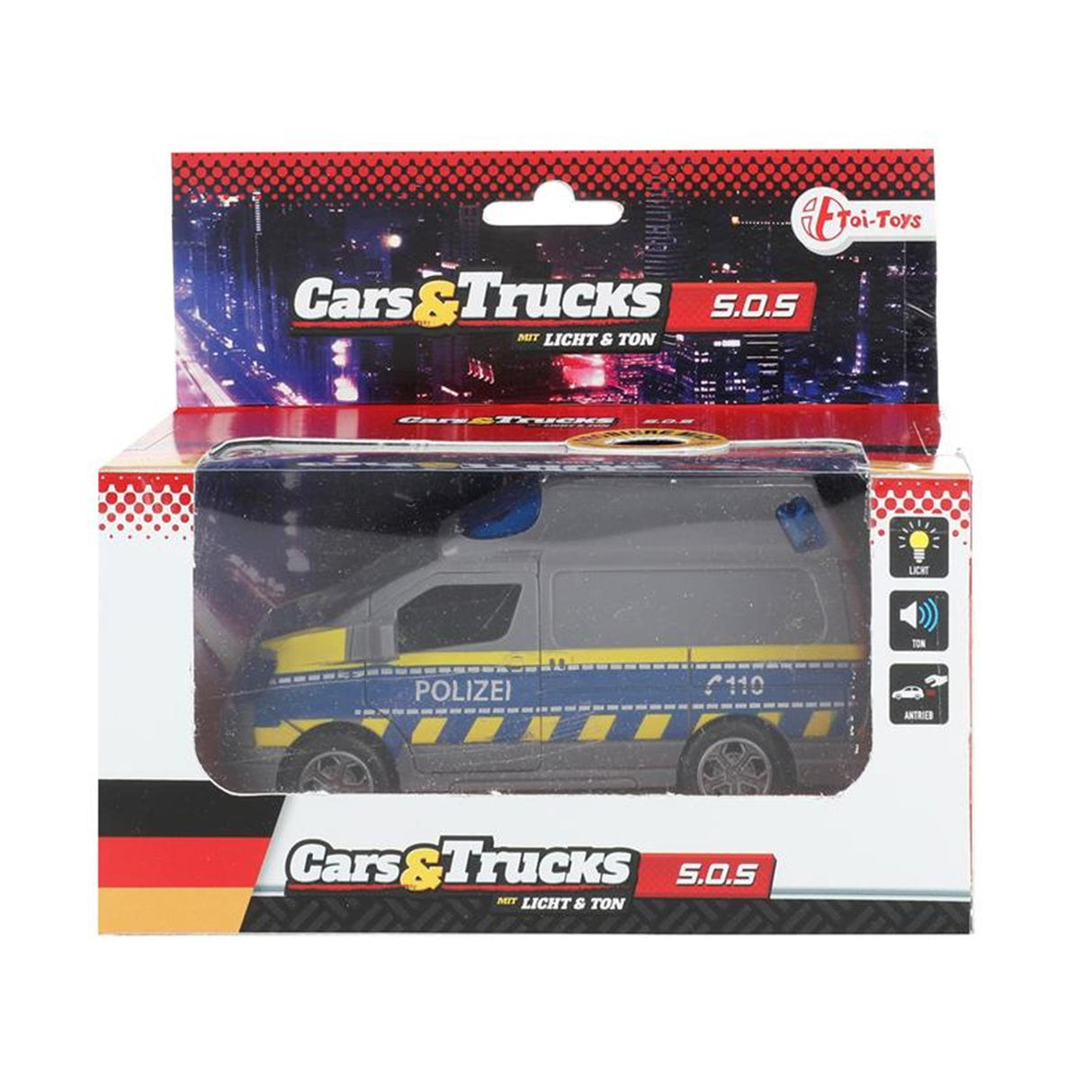 Toi-toys toi toys cars trucks politiebus 12cm frictie met licht en geluid (duitse versie)