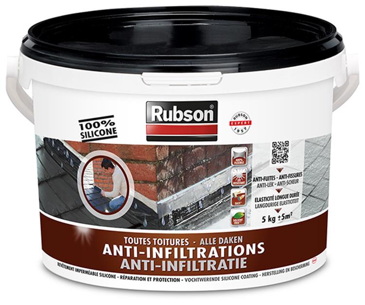 Rubson anti - infiltratie zwart 5kg | daken, funderingen en ingegraven materialen coating | silicone technologie gebaseerd voor maximale elasticiteit | duurzame coating en uv-bestendig | langdurige bescherming tegen vocht.