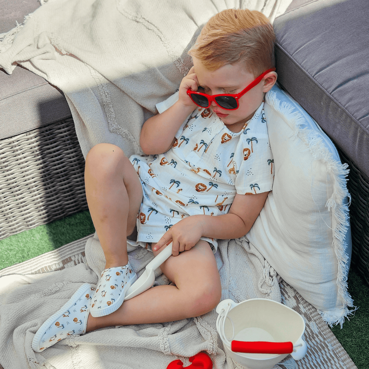 Jungle | meerkleurig jongens set strand - muslin