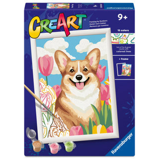 Ravensburger – creart: floral corgi – schilderen op nummer