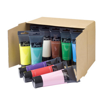 Acrylverf in tube 75ml 10 verschillende kleuren assorti | 24 stuks