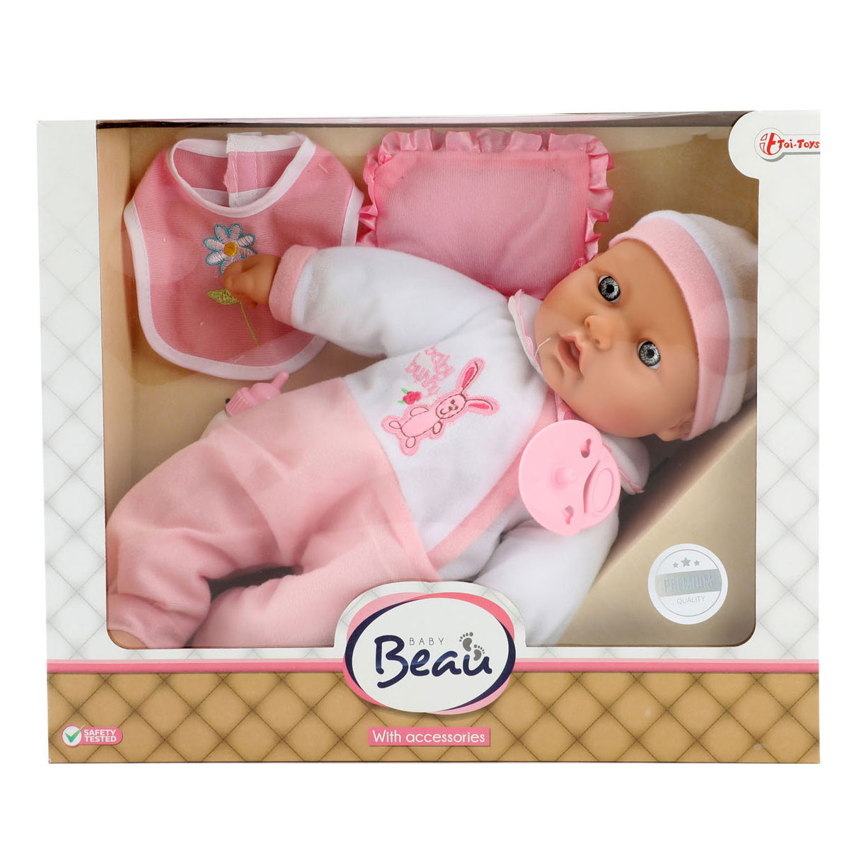 Beau Baby Babypop met Fles en Slabber, 40cm