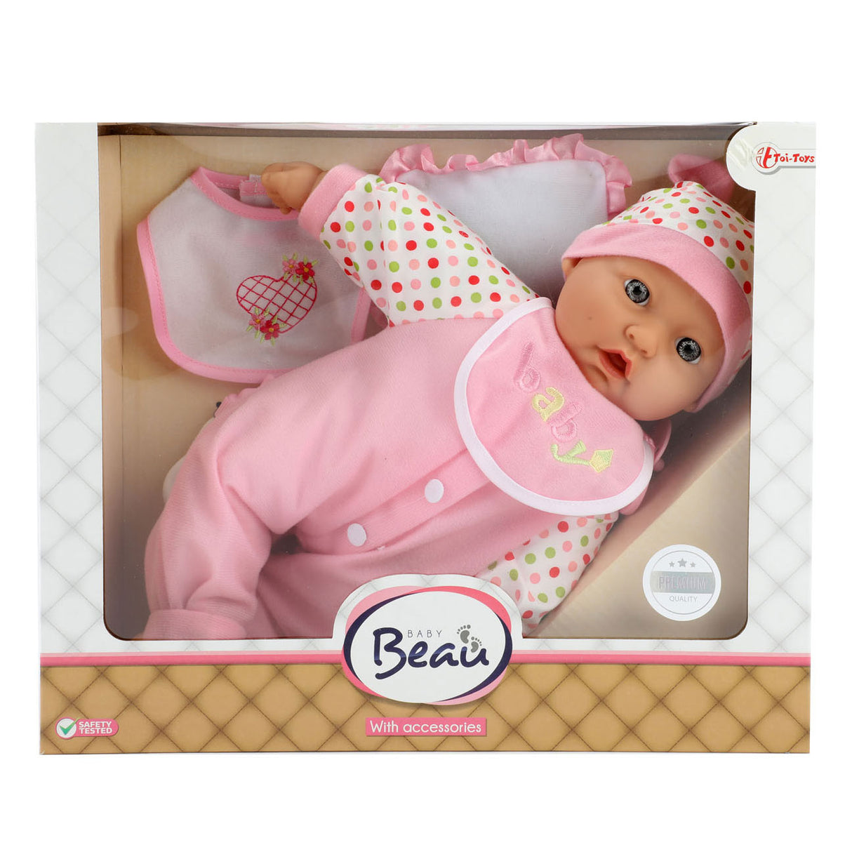 Beau Baby Babypop met Fles en Slabber, 40cm