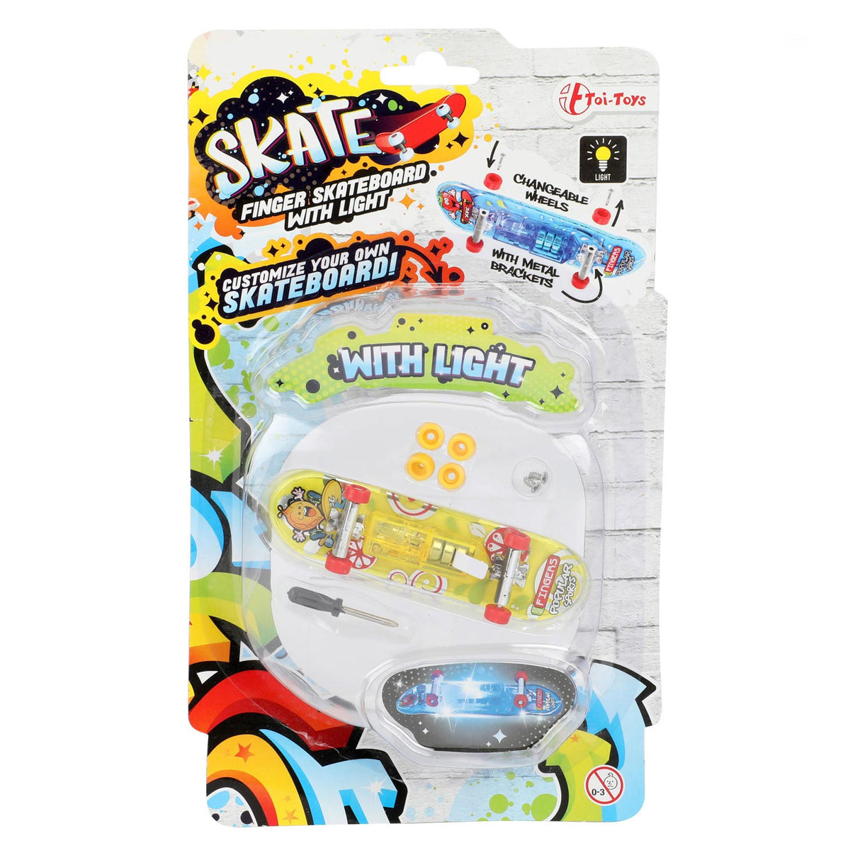 Toi-toys vinger skateboard met licht en extra wielen