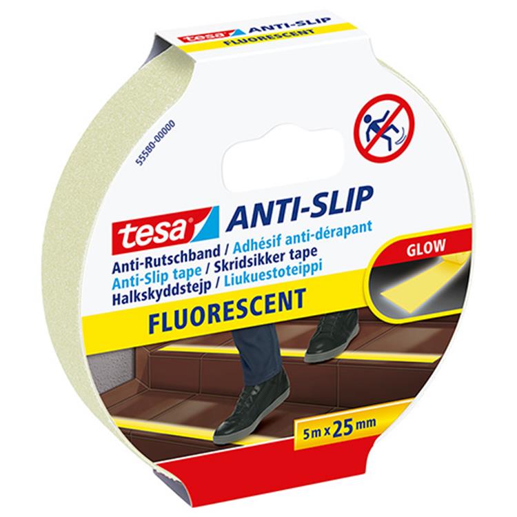 Tesa 1057375 - anti slip fluoriserend 5m x 25mm | 6 stuks