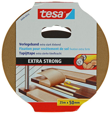 Tesa legtape extra sterk dubbelzijdig plakband voor tapijt en pvc vloeren – 25m x 50mm