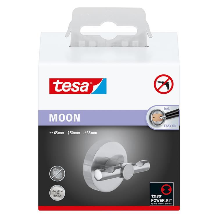 Tesa haak moon waterdicht roestvrijstalen look badkamer keuken zonder boren – 53x65x50mm
