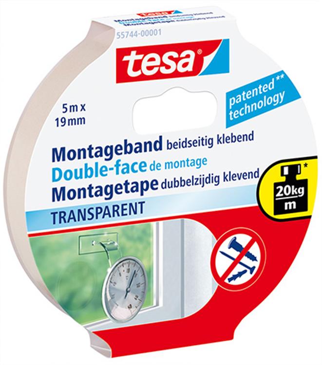 Tesa 1002811 - mont.tape transp.5mx19mm | 10 stuks