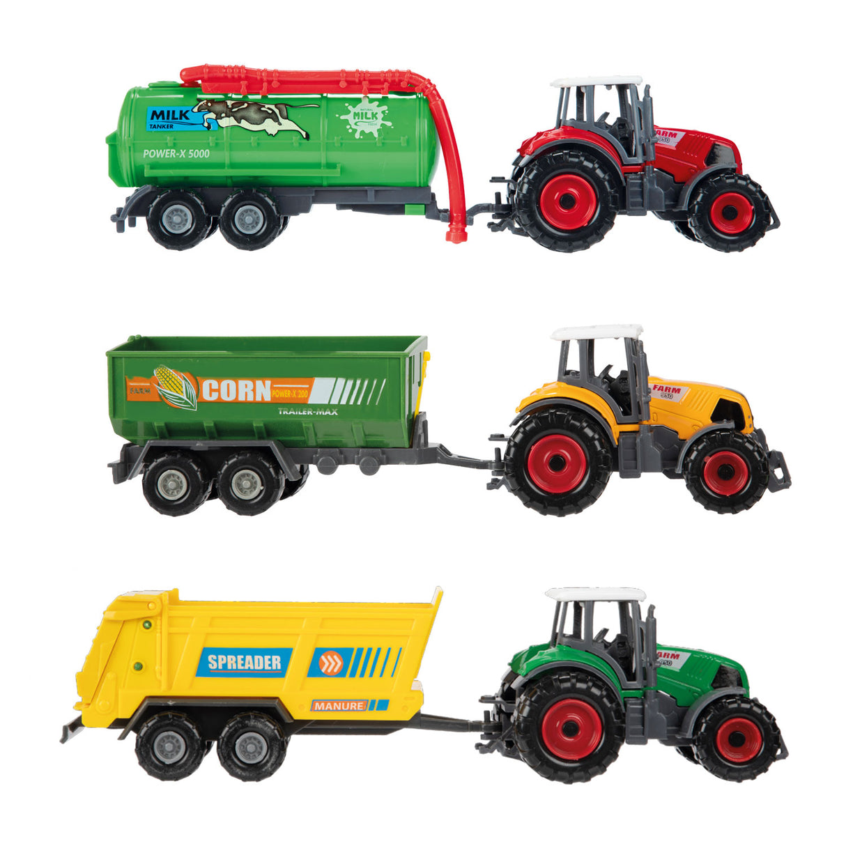 Toi-Toys Metal Tractor met Aanhanger, 6dlg.