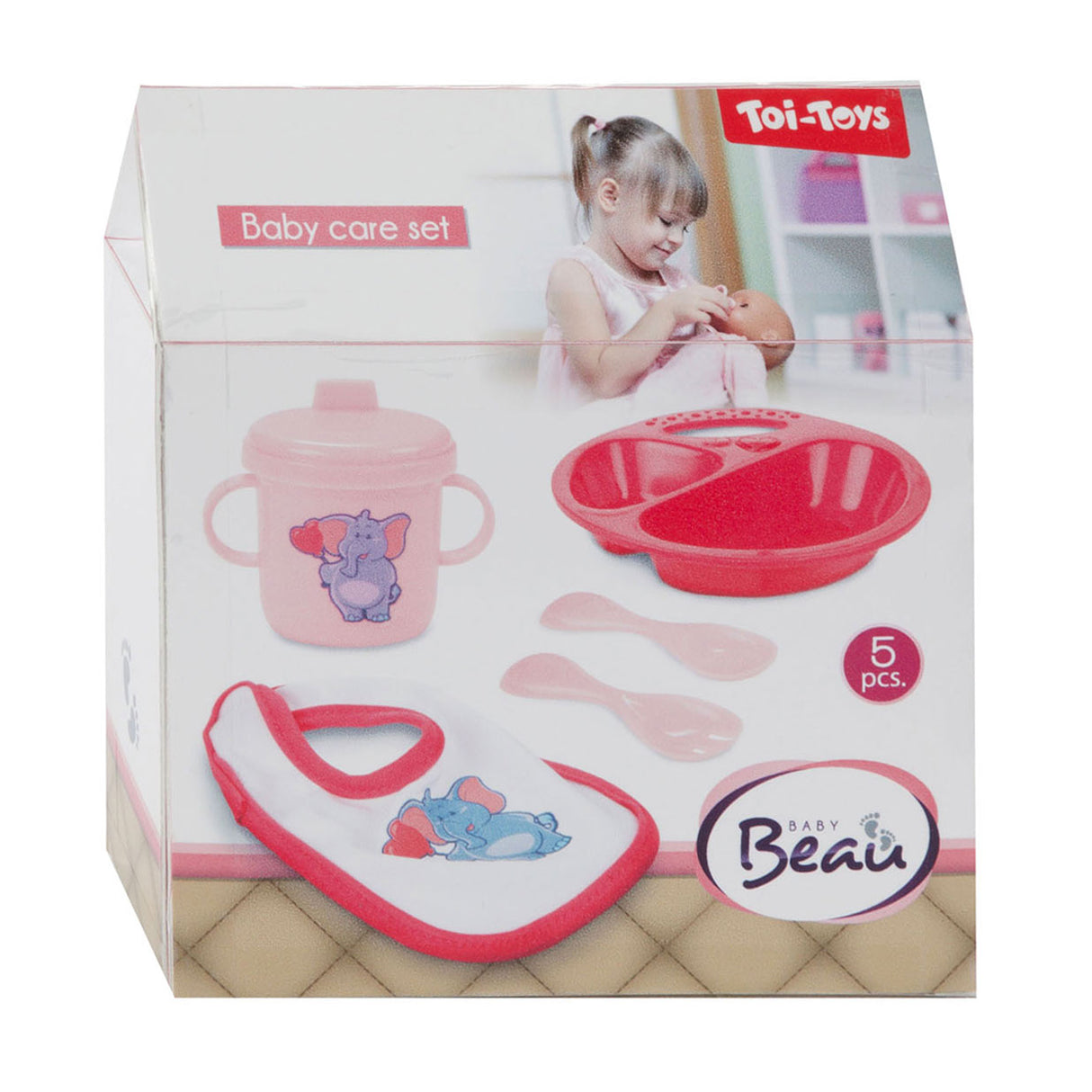 Baby Beau Baby Babypop met Slab en Servies, 5dlg.