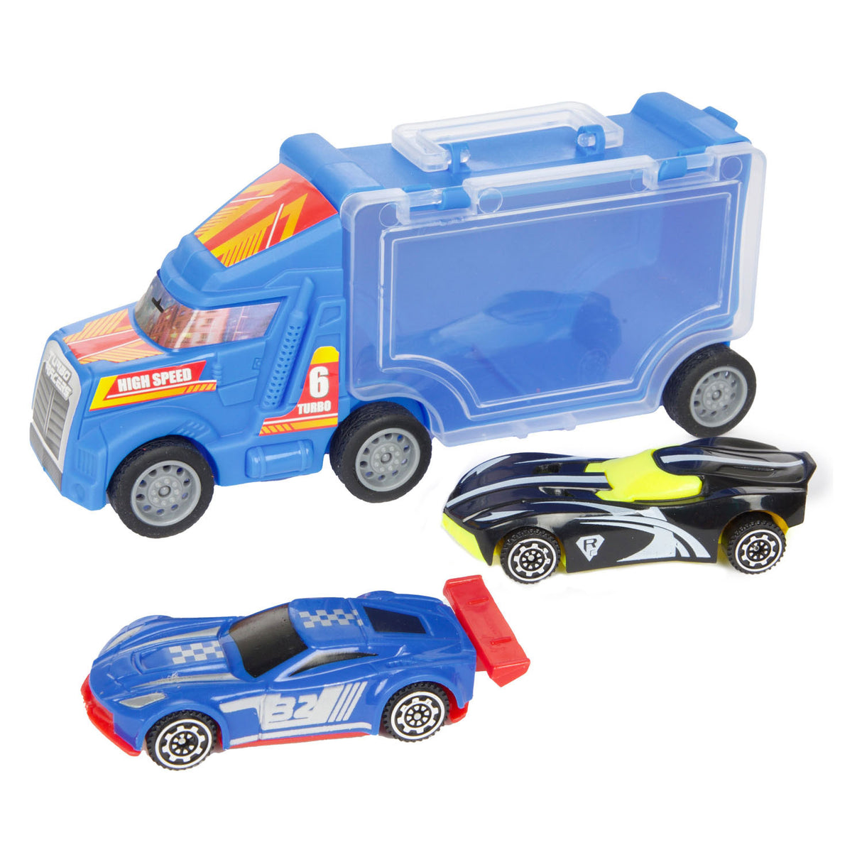 Toi-toys turbo racers vrachtwagen met raceauto's, 3dlg.