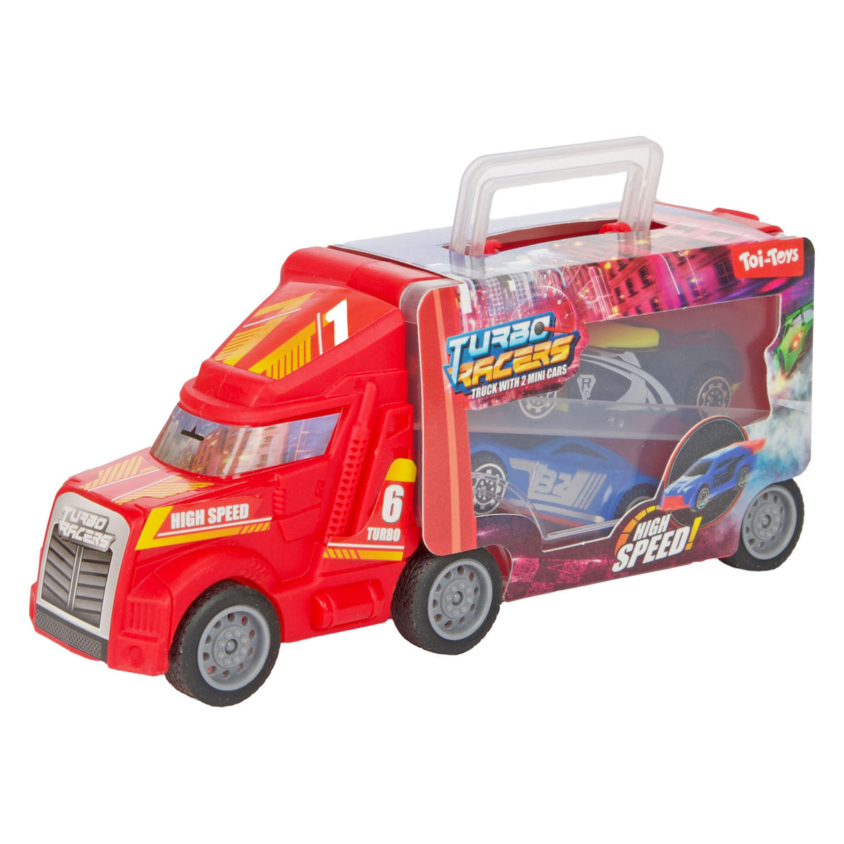 Toi-toys turbo racers vrachtwagen met raceauto's, 3dlg.