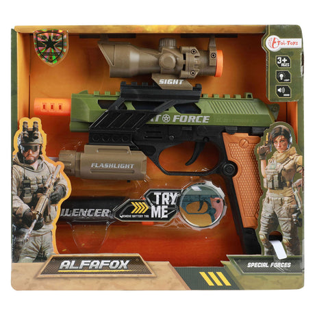 Toi-Toys Alfafox Pistool Militair met Licht en Geluid en Zaklamp