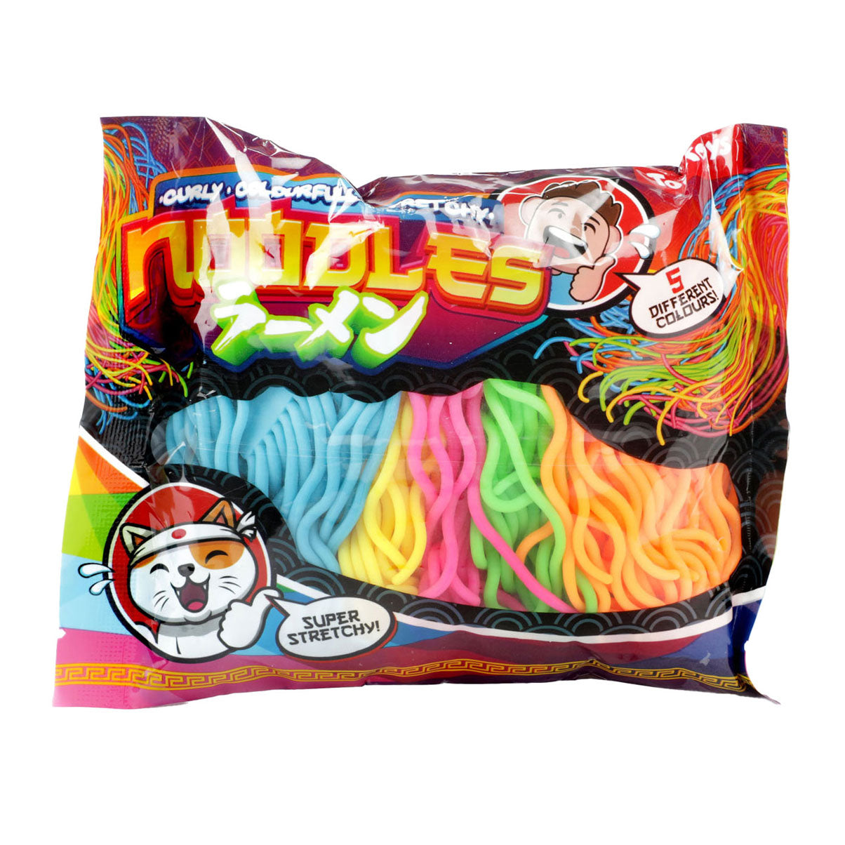 Toi-toys fun noodles curly super rekbaar fidget, 5st.