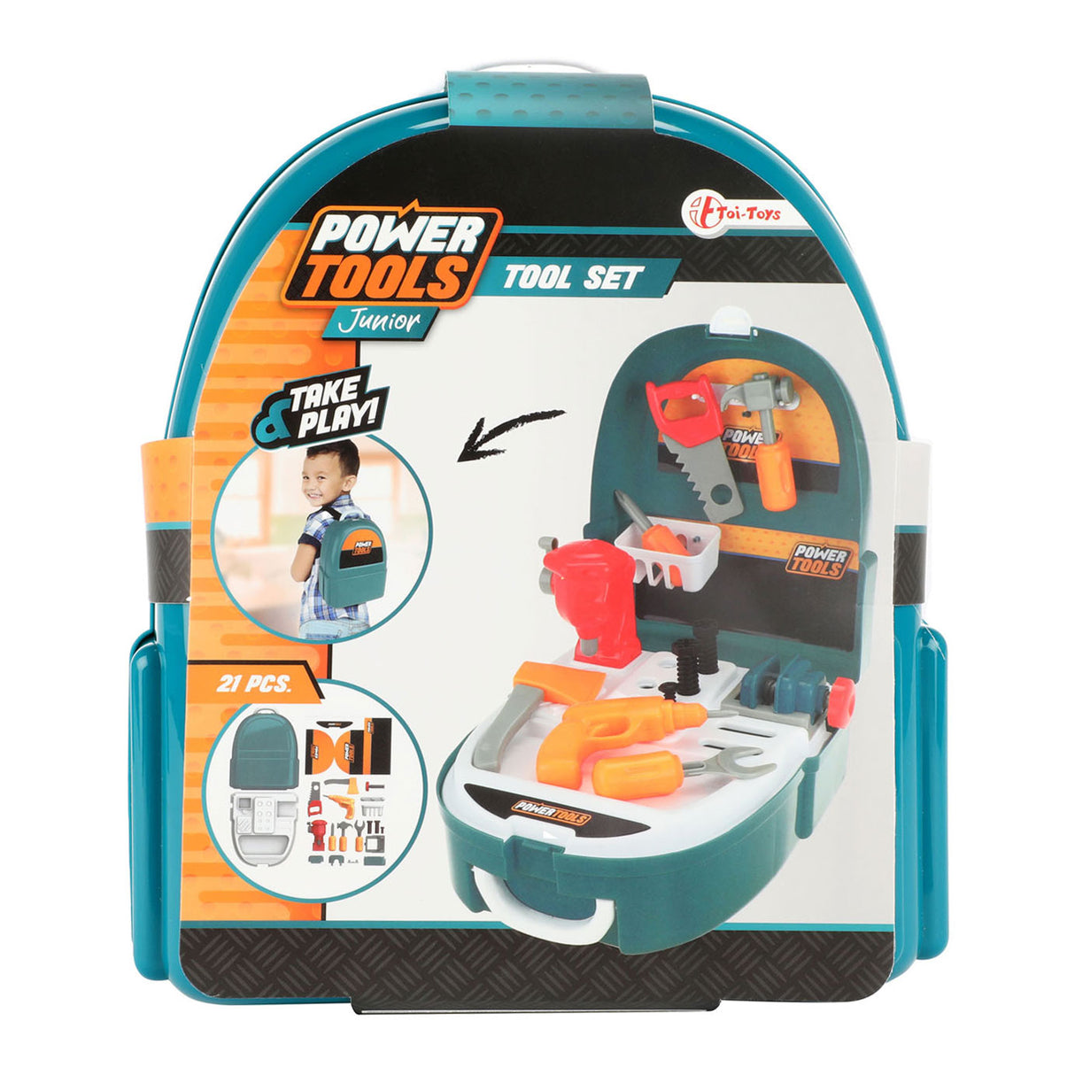 Toi-toys power tools gereedschapsset in rugzak