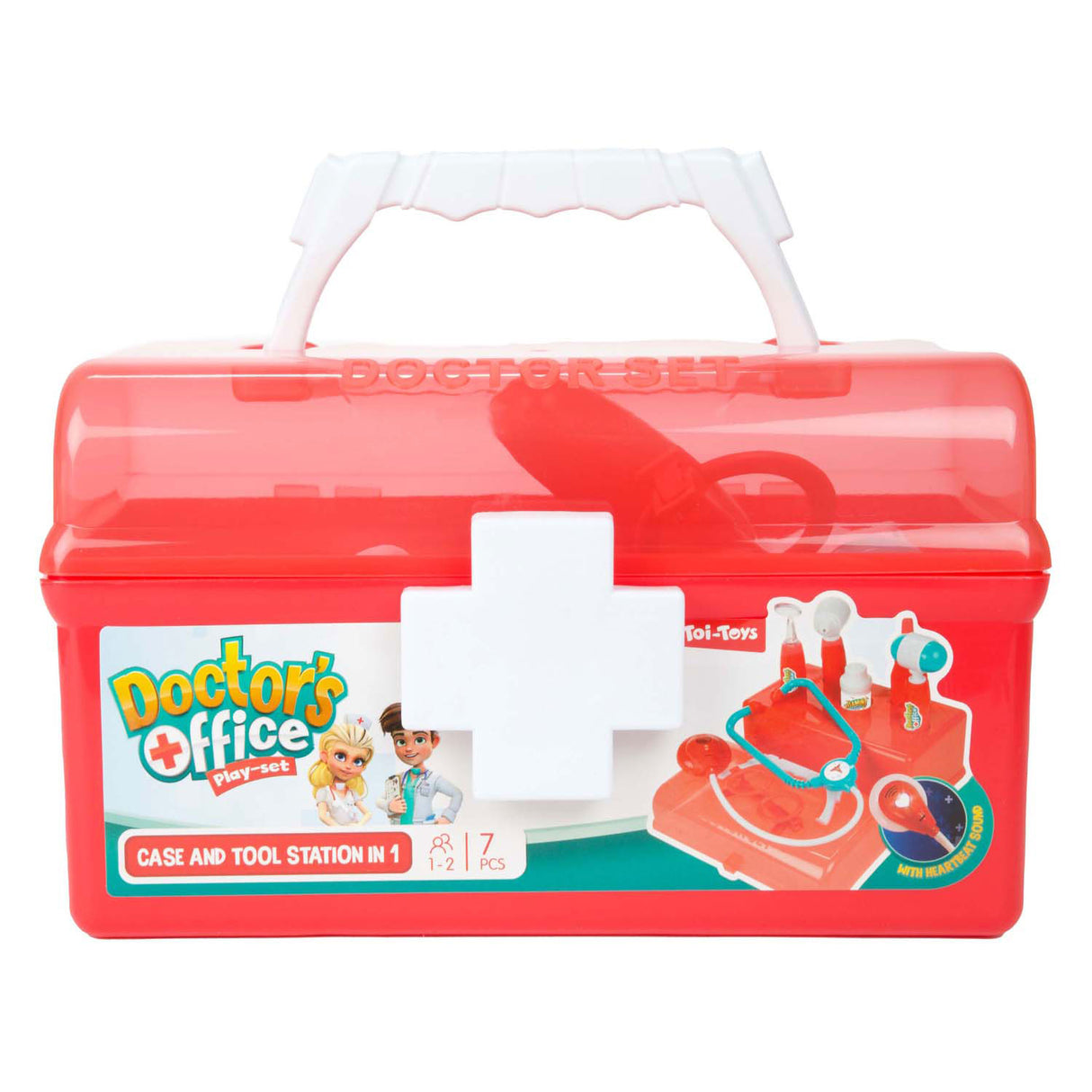Toi-toys dokterskoffer rood met accessoires, 7dlg.