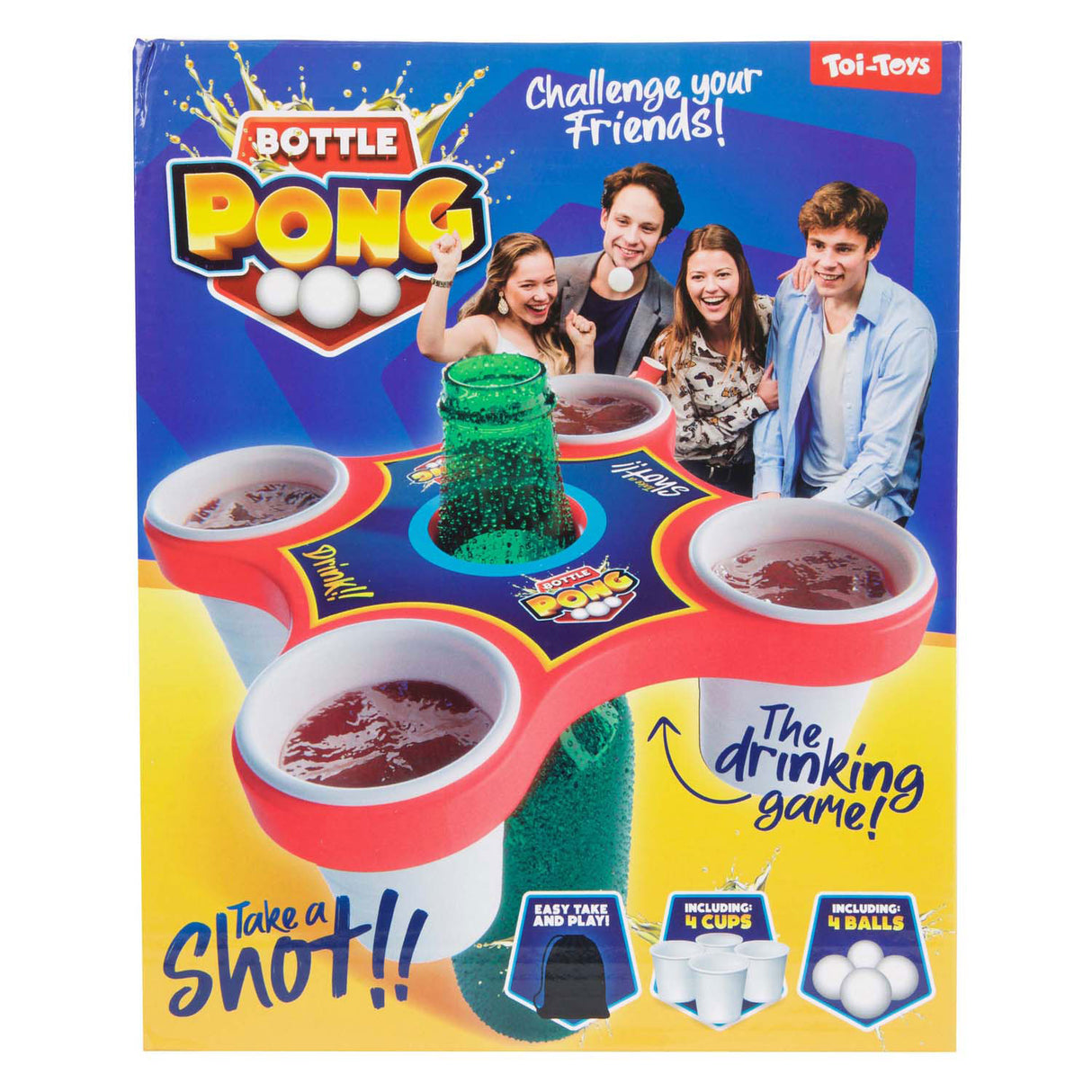 Toi-Toys Gezelschapsspel Pong Hero met 4 Cups en 4 Bekers