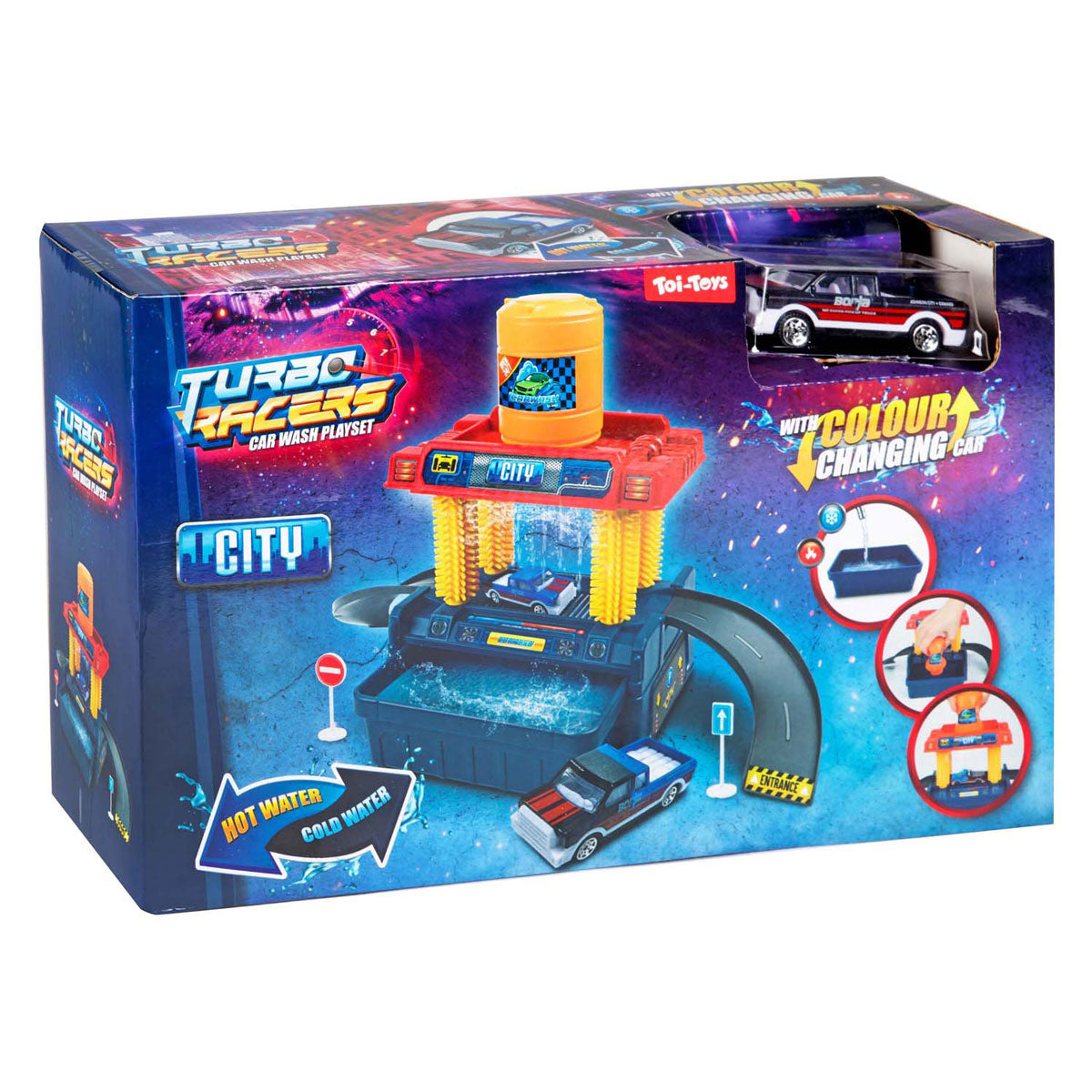 Lobbes turbo racers set carwash 24 dlg met auto en accesoires