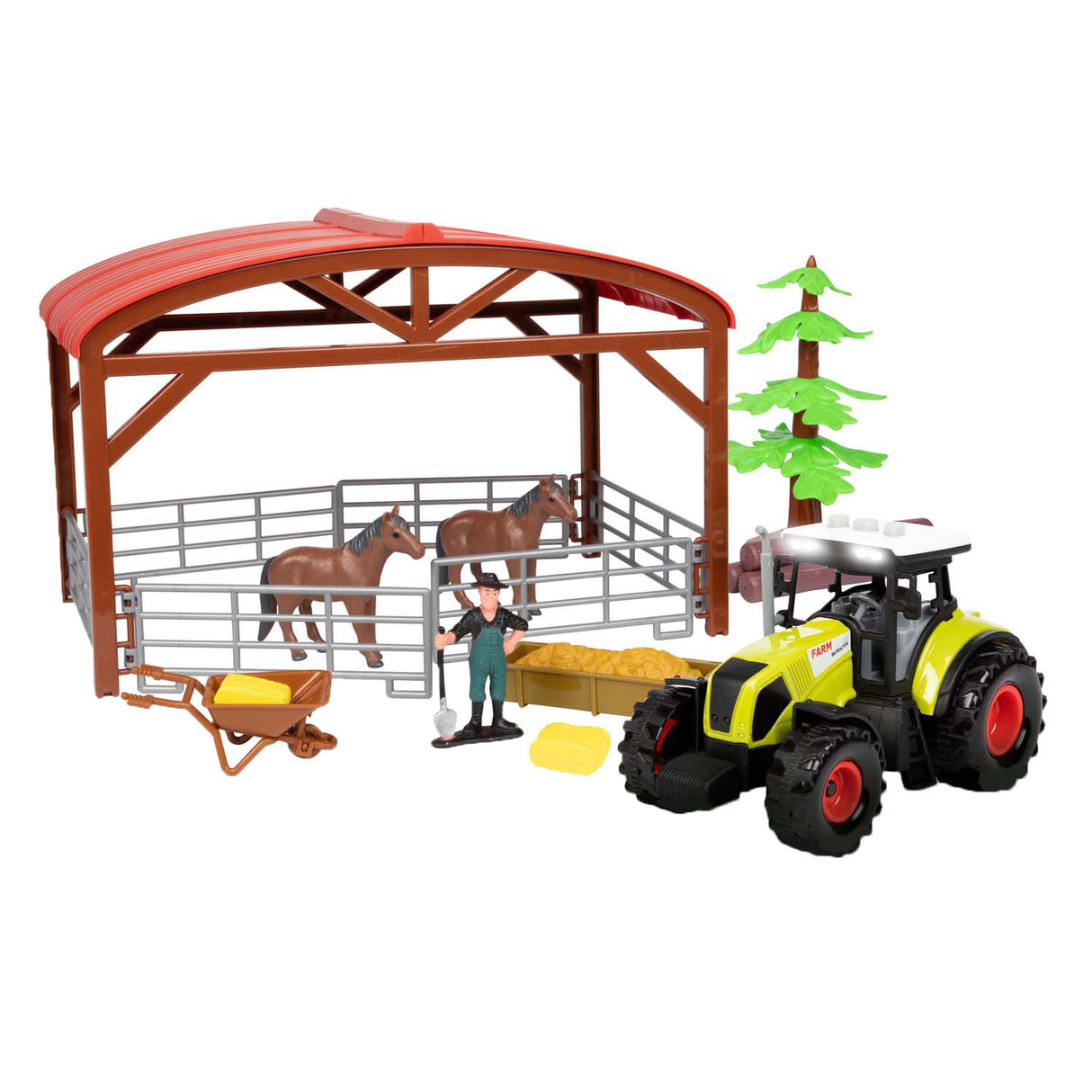 Toi-toys ackers ville paardenstal met tractor licht en geluid speelset, 14dlg.