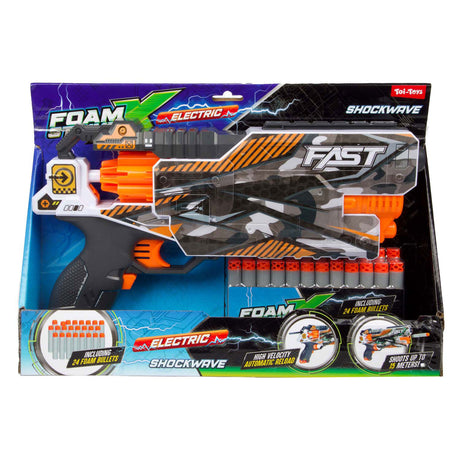 Toi-toys foam strikex elektrisch afschietpistool shockwave met 24 foampijlen