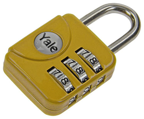Yale 1018568 - bagage-cijferhangslot geel yp1 28 121 1y 28mm | 5 stuks