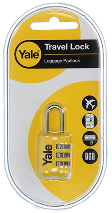 Yale 1018571 - bagage-cijferhangslot geel yp2 23 128 1y 23mm | 5 stuks