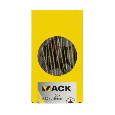 Mack 1006986 - spaanplaatschroef vz kop geelverzinkt 50st 6 x 130mm | 3 stuks