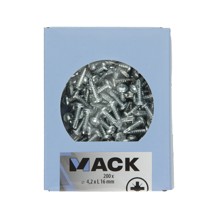 Mack 1007012 - zelfbor. schroef cyl. kop 200 200 st 4,2x16mm | 5 stuks