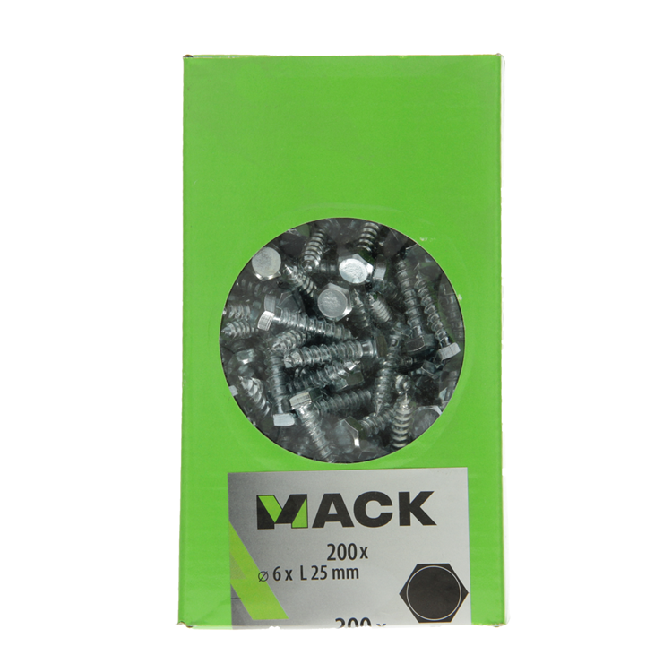 Mack 1007027 - houtdraadbout staal verzinkt 200 st 6 x 25 mm | 3 stuks
