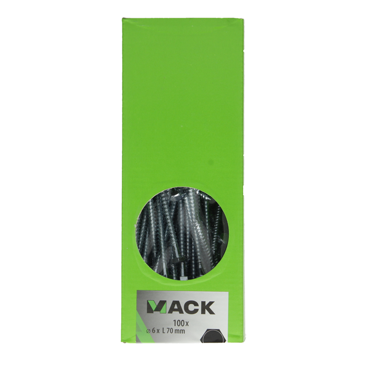 Mack 1007033 - houtdraadbout staal verzinkt 100 st 6 x 70 mm | 1 stuks