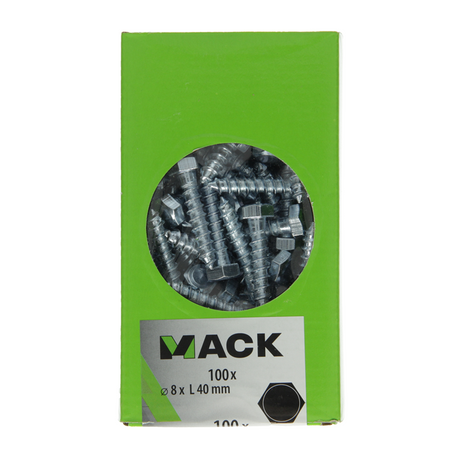 Mack 1007037 - houtdraadbout staal verzinkt 100 st 8 x 40 mm | 3 stuks