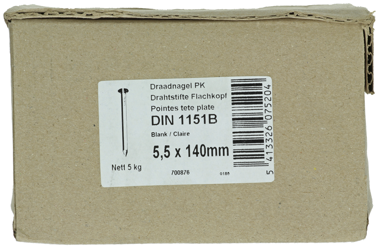 1015658 - doos 5 kg nagels platte kop 5,5x140 mm | 2 stuks