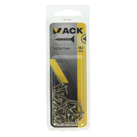 Mack 1017213 - spaanplaatschroef vz kop geelverz.65 st 2,5 x 12 mm | 10 stuks