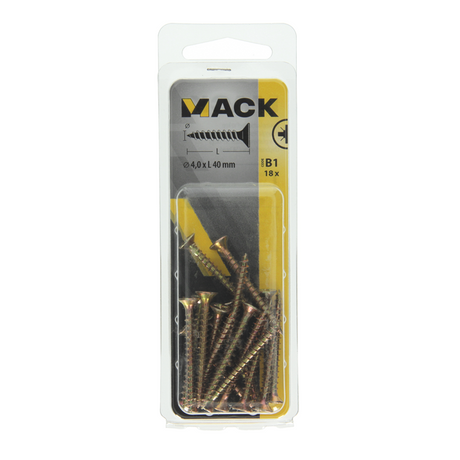 Mack 1017235 - spaanplaatschroef vz kop geelverz.18 st 4,0 x 40 mm | 10 stuks