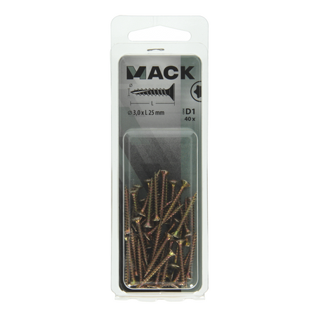 Mack 1017283 - spaanplschr.vzkop-zelfb. geelverz. 40 st 3,0 x 25 mm | 10 stuks