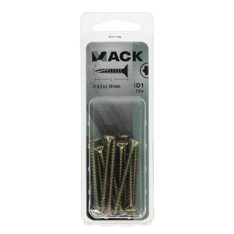 Mack 1017307 - spaanplschr.vzkop-zelfb. geelverz.12 st 4,5 x 50 mm | 10 stuks