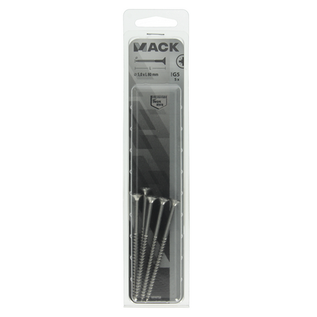 Mack 1019758 - spaanplaatschroef vz kop rvs 5 st 5,0 x 80 mm | 5 stuks