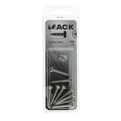 Mack 1019791 - zelftappende schroef cyl.kop a2 9 st 4,2 x 25 mm | 10 stuks