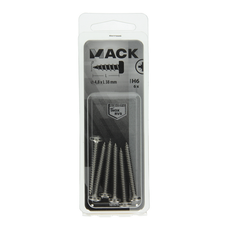Mack 1019796 - zelftappende schroef cyl.kop a2 6 st 4,8 x 38 mm | 10 stuks