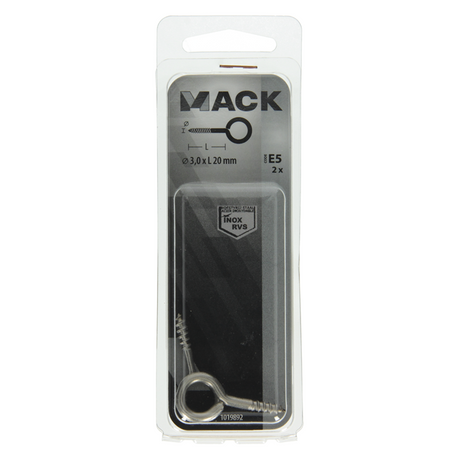 Mack 1019892 - schroefoog roestvrijstaal 2 st 3,0 x 20 mm | 10 stuks