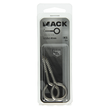 Mack 1019894 - schroefoog roestvrijstaal 2 st 5,0x40 mm | 10 stuks
